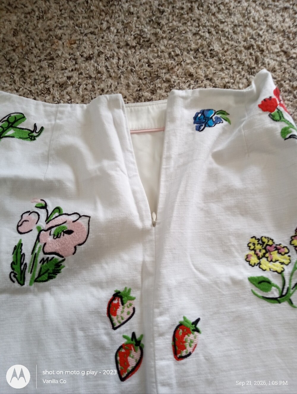 Boden Fruity Fun Embroidered Midi Skirt White Medium 8 Regular - Picture 6 of 11